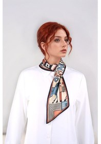 Resim Walkenzo Geometrik At Desenli Modern Tasarım Kadın Kravat Fular Çok Renkli 
