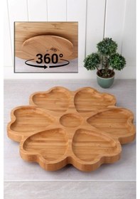 Resim 7 Bölmeli Döner Bambu Sunum Tabağı Royaleks-kds3030 Çok Renkli 