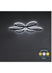 Resim Levent Model Siyah Kasa Plafonyer 3 Renkli Ledli Avize 60 Cm 
