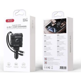 Resim 104w Dahili Type-c Ve Lightning Kablolu Usb-a & Usb-c Çıkışlı Dijital Göstergeli Araç İçi Şarj Aleti 