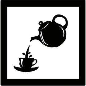 Resim Demlik ve Fincan Temalı Sticker 20 x 20 cm 