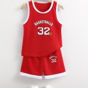 Resim Çocuklar için Basketbol Numarası 32 Forma Seti - Erkekler için Yaz Yumuşak ve Rahat Kolsuz Spor Kıyafeti, "BALLS 81.28cm Harf Baskısı, Portakal Kenar Detayı ve Eşleşen Şortlar, Basketbol Aksesuarları, Dış Mekan İçin" 