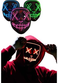 Resim Cosmotex Led Işıklı Neon Maske Cadılar Bayramı Maskesi Korkunç Korku Maskesi 2 