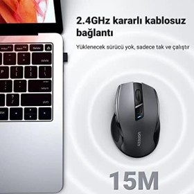 Resim Ugreen Dizüstü Bilgisayar Kablosuz Fare Ergonomik Sessiz Tıklama USB Fare, Hassas Takip Bilgisayar Faresi, Gecikmesiz Duyarlı 18 Aylık Pil Ömrü, 4000 Dpı Ayarlanabilir 
