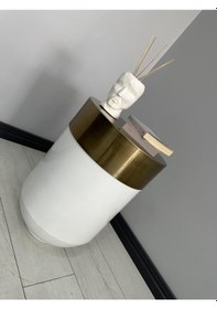 Resim Dekoratif Eskitme Darbuka Parlak Beyaz Sehpa 70cm 