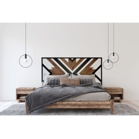 Resim POSTOTTO Bohemıan Ahşap Çift Kişilik El Yapımı Yatak/baza Başlığı 170x85 