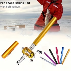 Resim 1 set Taşınabilir Mini Cep Balık Oltası ve Döner Makaralı - Katlanabilir Teleskopik Hafif Beyaz Hızlı Eylem Çubuğu, Nehirler, Göller, Barajlar, Buz Balıkçılığı İçin Uygun 