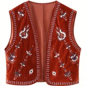 Resim Boncuklu Nakışlı Yelek CT004008CC 