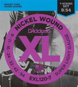 Resim D'Addario EXL120-7 XL Nickel 7 Telli Elektro Gitar Teli - Super Light (9-54) 