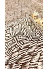 Resim Dama Desen Dokuma %100 Pamuklu Çok Amaçlı Pike Koltuk Örtüsü 180x230 Kahverengi 