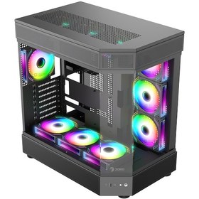 Resim Zoko Tank 7x12 CM Kumandalı ARGB Fan Temper Cam Oyuncu Bilgisayar Kasası Siyah 