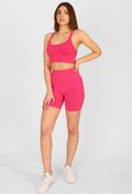 Resim Yüksek Bel Büzgülü Push-Up Spor Şort Pembe 