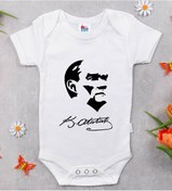Resim Bk Kids Atatürk Temalı Beyaz Bebek Body Zıbın-24 Çok Renkli 