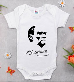 Resim Bk Kids Atatürk Temalı Beyaz Bebek Body Zıbın-24 Çok Renkli 