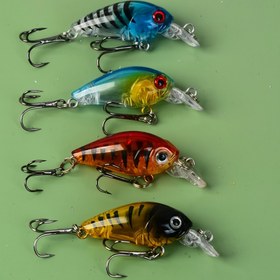 Resim 4 Adet LINGYUE Mini Minnow Salıncak Yem - 4 Canlı Renkli, Gerçekçi Gözler ve Üçlü Kancalı Yeni Tasarım Sazan Alabalık Levrek Tatlısu Balıkçılığı için Parlak Yüzeyli Yem, Pürüzsüz Yüzeyli Yem 