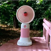 Resim holy Mini El Fanı Taşınabilir Çilek Detaylı Usb Şarjlı Vantilatör Pervane Dekoratif 