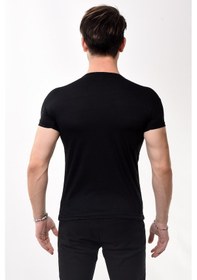 Resim V Yaka Basic Slim Fit Erkek Tişört T-Shirt 10 Renk 