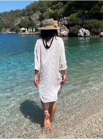 Resim BEACHTALK Puantiye Desenli Gömlek Model Plaj Elbisesi 