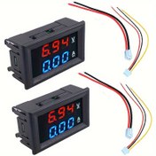 Resim 2 Adet 0.71cm Dijital Voltmetre Ampermetre, DC 100V 10A Amper Voltaj Akım Ölçer Çift LED Ekran Paneli Bağlantı Tellleriyle 