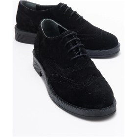 Resim Avra Siyah Süet Hakiki Deri Kadın Oxford Ayakkabı Siyah 