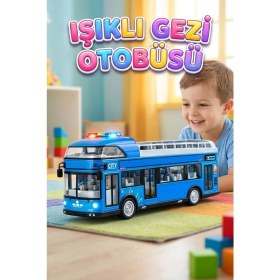 Resim Farbu Oyuncak Sesli Işıklı Sürtmeli Büyük Boy Eğitici Oyuncak Araba Gezi Otobüsü 