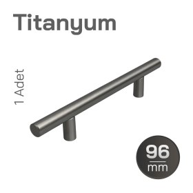 Resim Badem10 (1 Adet) Titanyum Renk 96 mm 9,6 cm Metal Mobilya Mutfak Dolap Çekmece Dolabı Kulbu Kulpu Kulpları 
