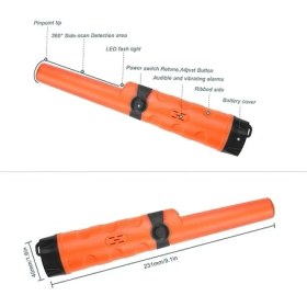 Resim Pinpointer Metal Dedektörü, Hazine Avcılık Aracı Buzzer Titreşimli Taşınabilir Pim Işaretçi LED Göstergeleri ve Kemer Kılıfı ile (Turuncu) 
