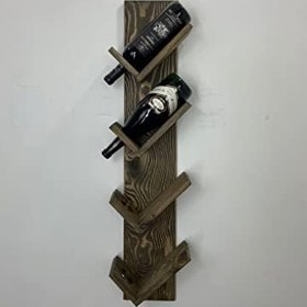 Resim Doğal Ahşap Şaraplık, Şarap Rafı, 4'lü Ahşap Şaraplık Ceviz 