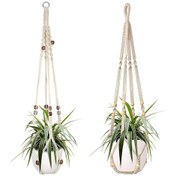 Resim 2'li Makrome Askılı Sepet Seti, İç Mekan Dış Mekan Tavan Dekorasyonu İçin Pamuklu Halatlı Bitki Tutucu 12+ 