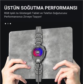 Resim Polham Rgb Işıklı Isı Göstergeli Tablet Ve Telefon Uyumlu 7000rpm Ultra Güçlü Soğutucu Fan, Ultra Sessiz 