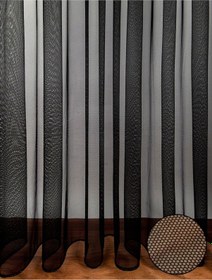 Resim Hilal Petek Zemin Grek Ölçünüze Özel Dikim Tül Perde Siyah 