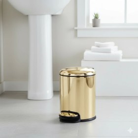Resim System Banyo Aksesuarları Pedallı 3 L Gold Çöp Kovası 26x20x20 cm 