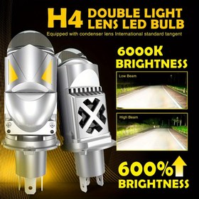 Resim 200W H4 Bi Mini LED Projeksiyon Lensli Far Ampulleri CANBUS 8570 CSP Çipli Turbo Fan LHD 6000K Otomatik Sis Lambası 12V 24V 