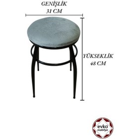 Resim Evko Mobilya Tabure, Bar Taburesi, 2'li Tabure,siyah Ayaklı-gri 
