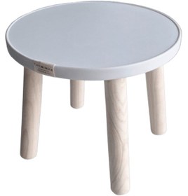 Resim Yuvarlak Beyaz Ahşap Tabure Oturak Çocuklar İçin Yaz-Sil Montessori Aktivite ve Etkinlik Taburesi Beyaz 