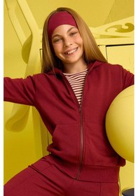 Resim Defacto Kız Çocuk Basic Düz Kapüşonlu Fermuarlı Sweatshirt C8110a825aubr281 Bordo 
