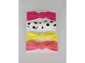 Resim Swan Butik Kız Çocuk Bebek Bandana Toka Seti 4'lü Fuşya Benekli Somon Sarı 