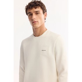 Resim AVVA Erkek Ekru Bisiklet Yaka Pamuklu Bi-Stretch Baskılı Regular Fit Sweatshirt A52Y1261 