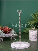Resim MIARIK DESIGN & DEKORASYON Leylak Mermer Boynuzlu Geyik Peçetelik Havluluk (gümüş) 