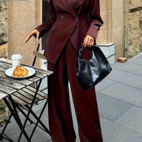 Resim Kadınların Düz Renk Yaka Ceketi ve Pantolon Şık İş Günü Temel İş Elbisesi, Sonbahar Kadın Kıyafeti Ofis Giyim Rahat İki Parça Kadın Elbisesi 