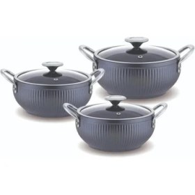 Resim Fms GM5004 Granit Mercan 3lü Güveç Set Gri 