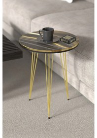 Resim Uslucan Alışveriş Orta Sehpa Elips Ceviz Siyah Tel Ayak Çok Renkli 