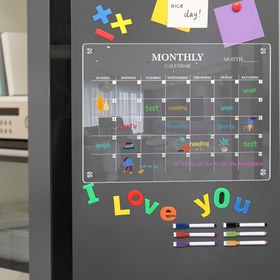Resim Buzdolabı için Akrilik Manyetik Aylik Takvim Beyaz Tahta - Net Kuru Silme Planlama Tahtası ile İşaretleyiciler - Mutfak Düzenleyici Not Defteri - Ev ve Ofis Kullanımı için Mükemmel! 
