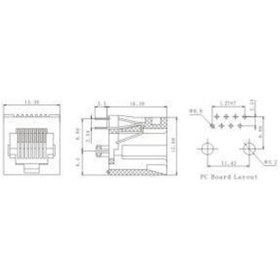 Resim Rj45 Kart Tipi Dişi Soket 180 Derece 