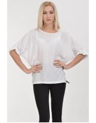 Resim Cotton Candy Kolları Fırfırlı Simli Yarım Kol Bluz - Beyaz 