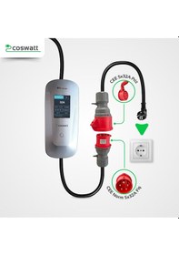 Resim Elektrikli Araba Taşınabilir Şarj Cihazı 22 Kw / 32a / Tip-2 / 5x32a Fiş / Trifaze / 5m / Çantalı / Ev Tipi Dönüştürücü Kablolu 22 Kw 