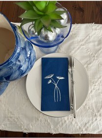 Resim Gümüş Yaldızlı Lacivert Havuç Çiçeği Peçete 16 Adet 