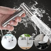 Resim Paslanmaz Çelik El Duş Başlığı - Elektrik Gerektirmez, Yüksek Basınçlı Su Jeti Banyo, Mutfak ve Tuvalet Temizliği İçin, Dayanıklı Seramik Valf ve Fırçalanmış Bitiş, Modern Tasarım, Banyo Temizlik Aracı, Şık Metalik Bitiş, Yüksek Basınçlı Su Jeti 