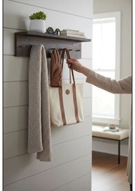 Resim Todekhome Sunta Askılık Raflı 70x14 Ve 50x14 Mutfak, Antre, Banyo, Ofis,mağaza,çocuk Ve Yatak Odası Kahverengi 