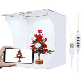 Resim Filli Kutum Katlanabilir Işıklı Ürün Çekim Çadırı 180 Ledli Siyah Çantalı Çekim Çadırı 40X40 cm 